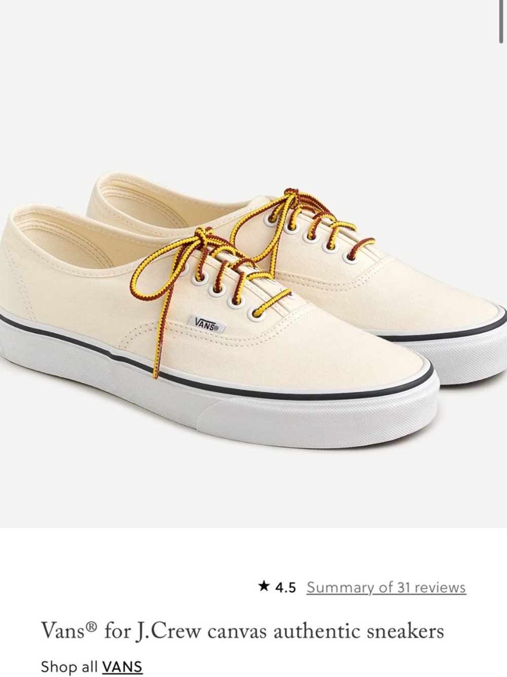 Vans for J. Crew canvas authentic sneaker